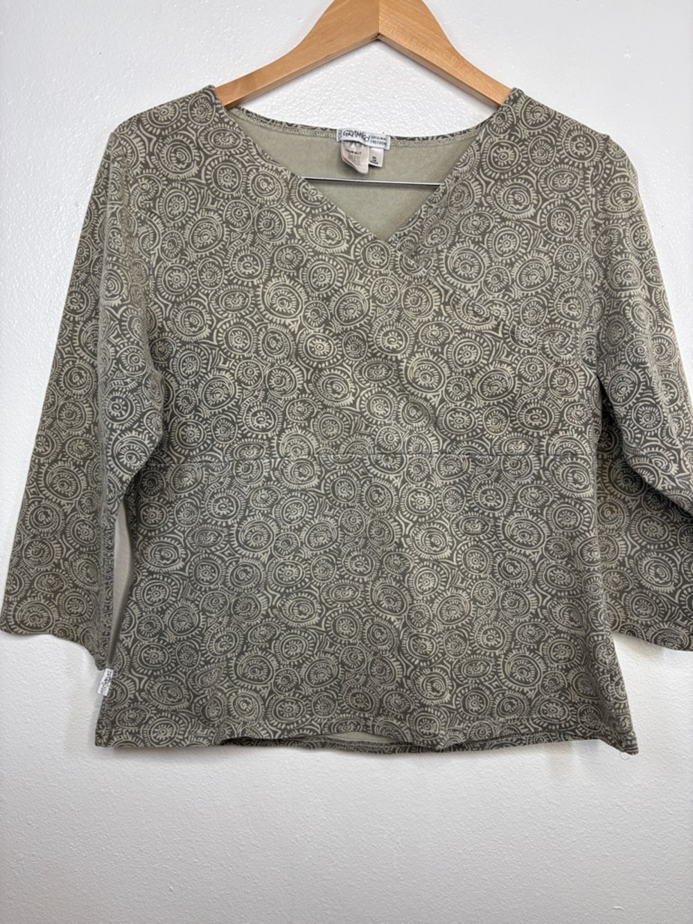 Gramicci Green Grey Faux Wrap Top Women Size XL